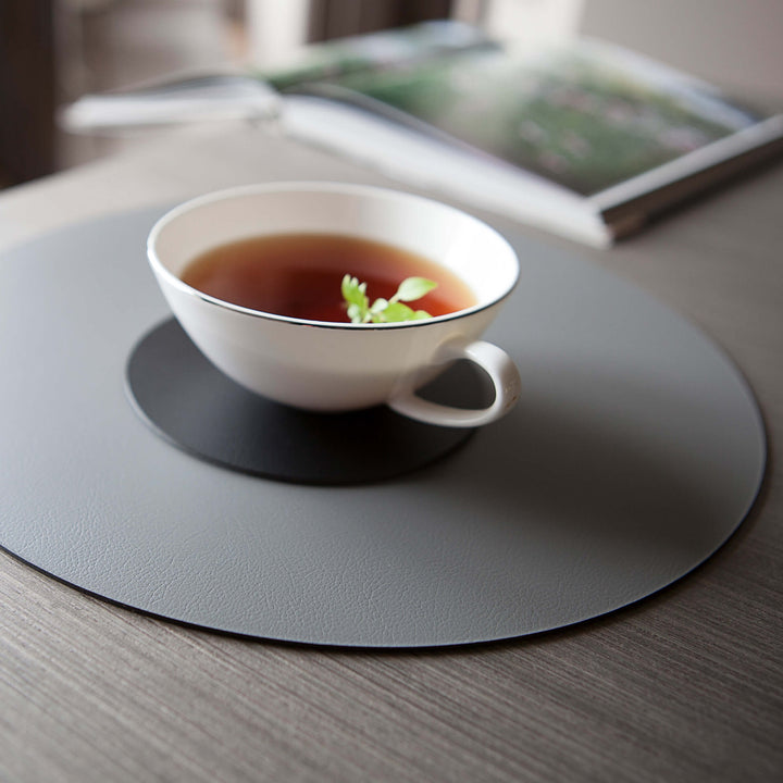 Leather Round PLACEMAT & Napkin Rings BOTTEGA by Ekaterina Borovkova for ADJ STYLE