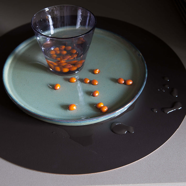 Leather Round PLACEMAT & Napkin Rings BOTTEGA by Ekaterina Borovkova for ADJ STYLE