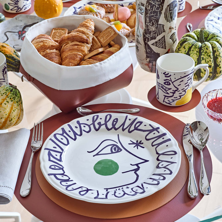 Leather Round PLACEMAT & Napkin Rings BOTTEGA by Ekaterina Borovkova for ADJ STYLE
