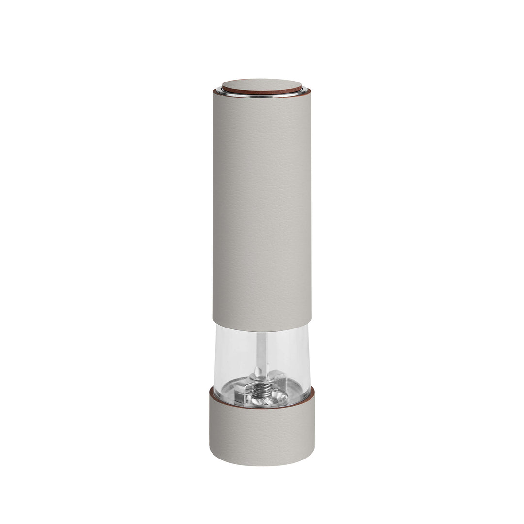 Gray salt and pepper shaker on a white background