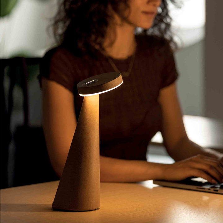 Portable, adjustable, rechargeable and eco-friendly cork table lamp VITA D TABLE