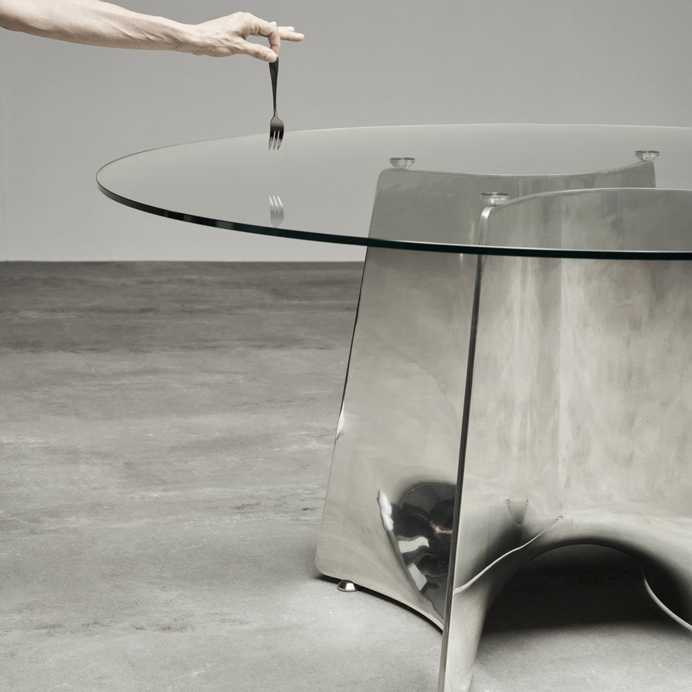 Crystal and Alluminium Table BENTZ by Jeff Miller for Baleri Italia 2