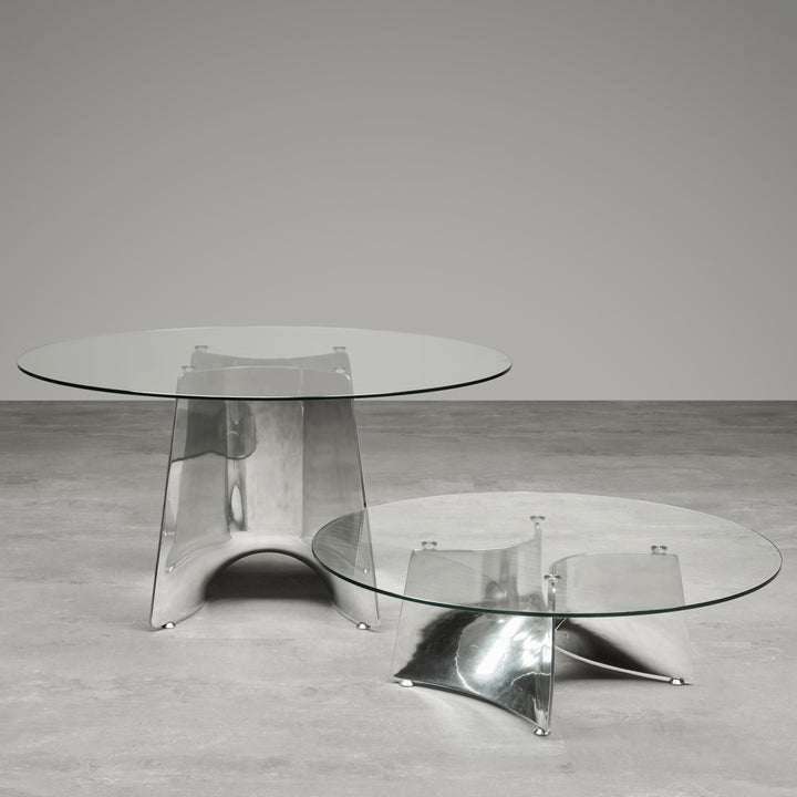 Crystal and Alluminium Table BENTZ by Jeff Miller for Baleri Italia 7