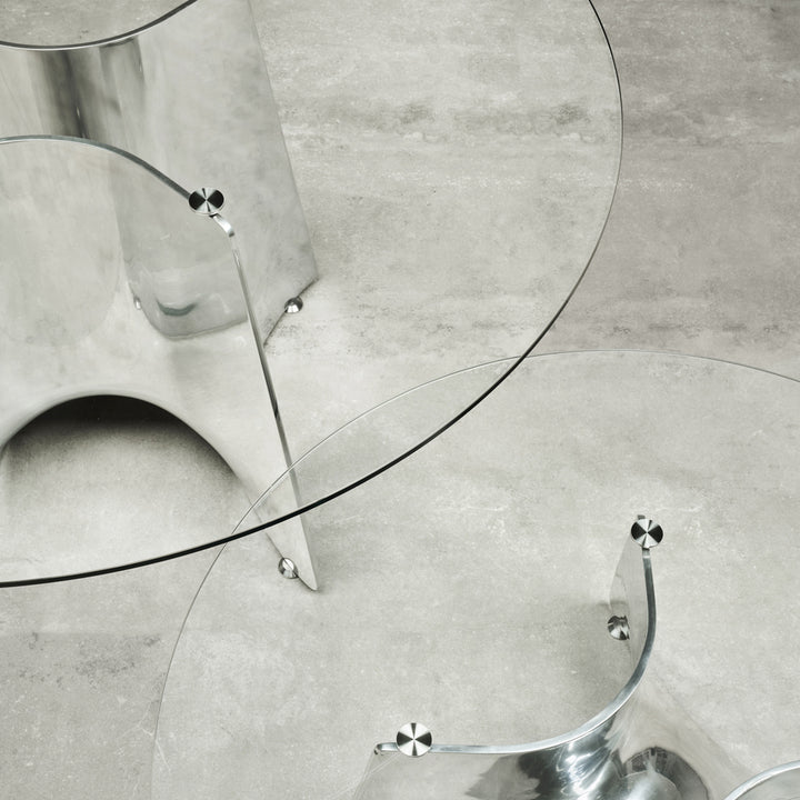 Crystal and Alluminium Table BENTZ by Jeff Miller for Baleri Italia 8