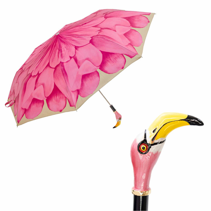 Folding Umbrella FENICOTTERO with Enameled Brass Handle 01