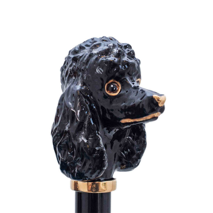 Umbrella BLACK POODLE with Enameled Brass Handle by Pasotti 06