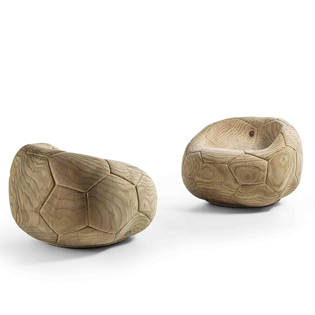 Swivel Armchair in Cedar Wood FOOTBALL by Guto Biazzetto for Riva 1920