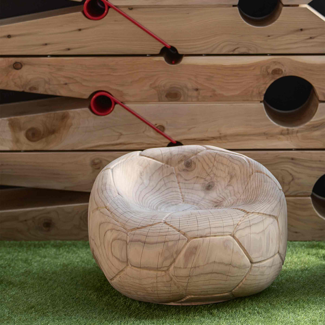 Swivel Armchair in Cedar Wood FOOTBALL by Guto Biazzetto for Riva 1920