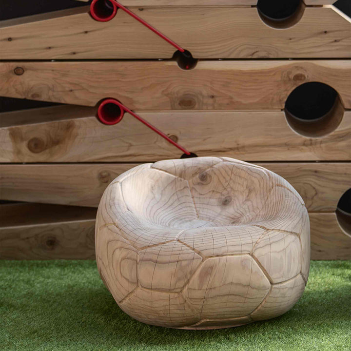 Swivel Armchair in Cedar Wood FOOTBALL by Guto Biazzetto for Riva 1920