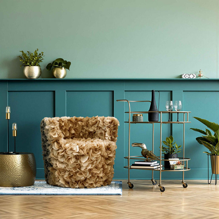 beige armchair Lotus by 13 ricrea crafted from recycled and upcycled materials