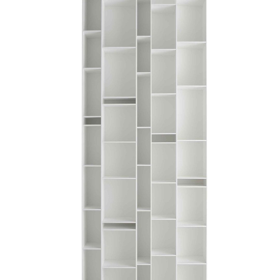 White Random bookcase by Eva Paster and Michael Geldmacher for MDF Italia, contemporary designer shelving unit
