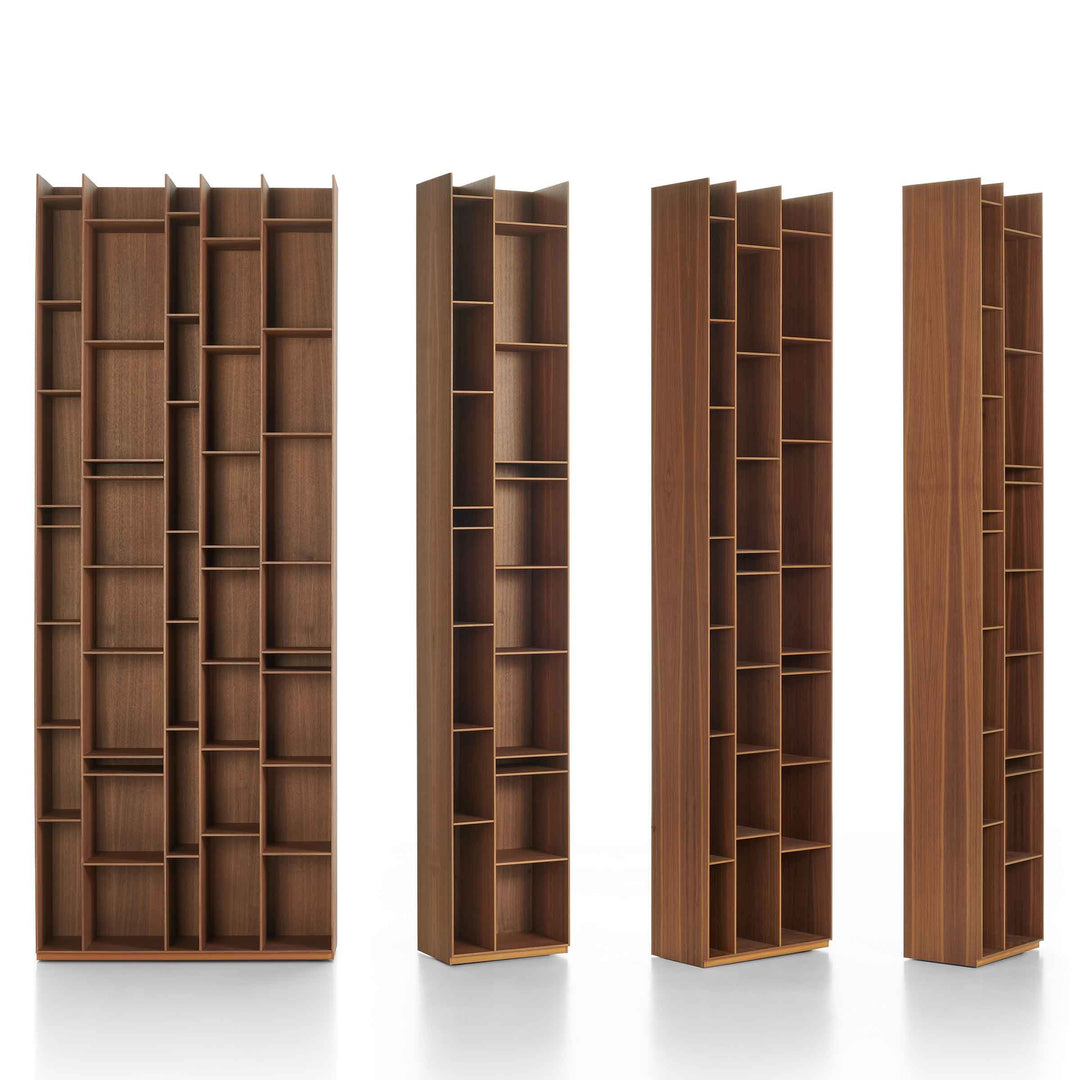 Natural wood Random bookcase by Eva Paster and Michael Geldmacher for MDF Italia, contemporary designer storage system.