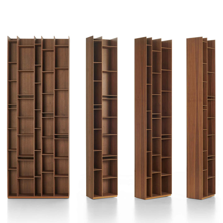 Natural wood Random bookcase by Eva Paster and Michael Geldmacher for MDF Italia, contemporary designer storage system.