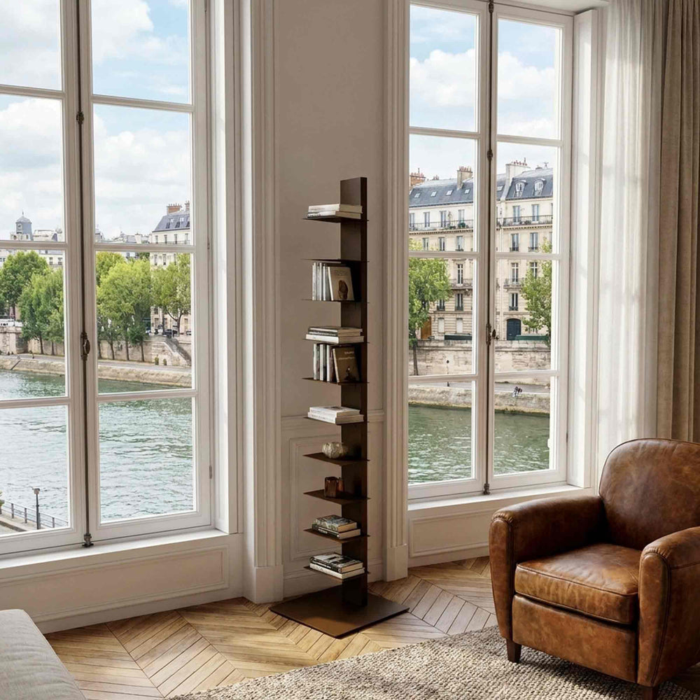 bookcase sapiens corten by bbb italia in an apartment in Paris