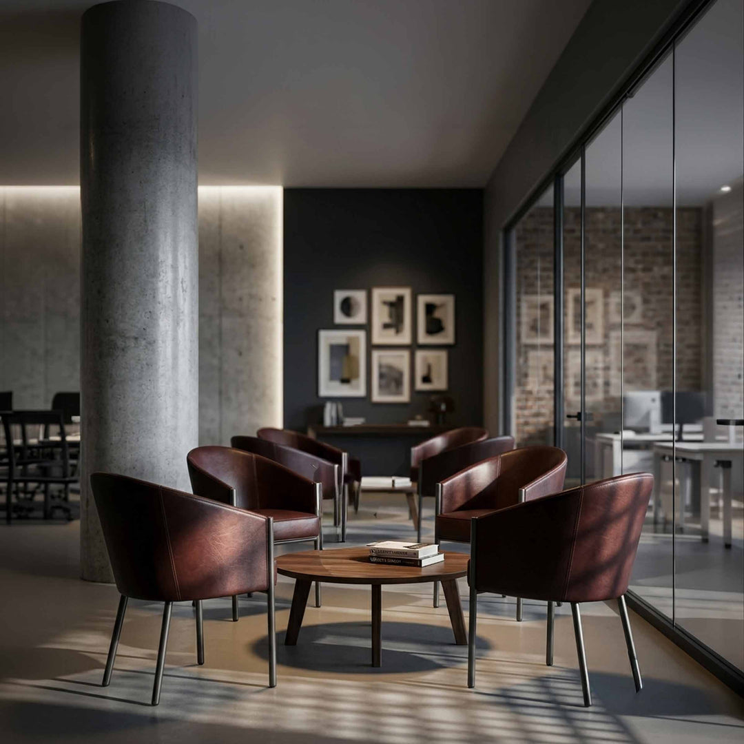 Black Leather Chair COSTES by Philippe Starck for Driade in a office's break room