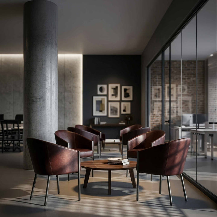 Black Leather Chair COSTES by Philippe Starck for Driade in a office's break room