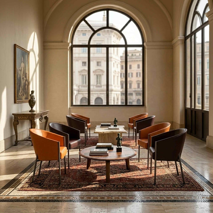 Leather Chair COSTES by Philippe Starck for Driade in a lobby of an hotel