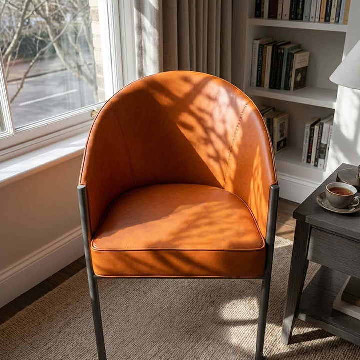 Leather Chair COSTES by Philippe Starck for Driade in a reading corner