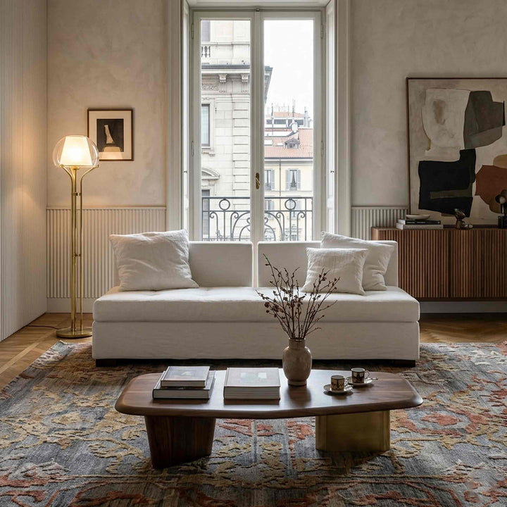 white ISOLETTO sofa bed by Orizzonti Design Center for Horm in a contemporary living room