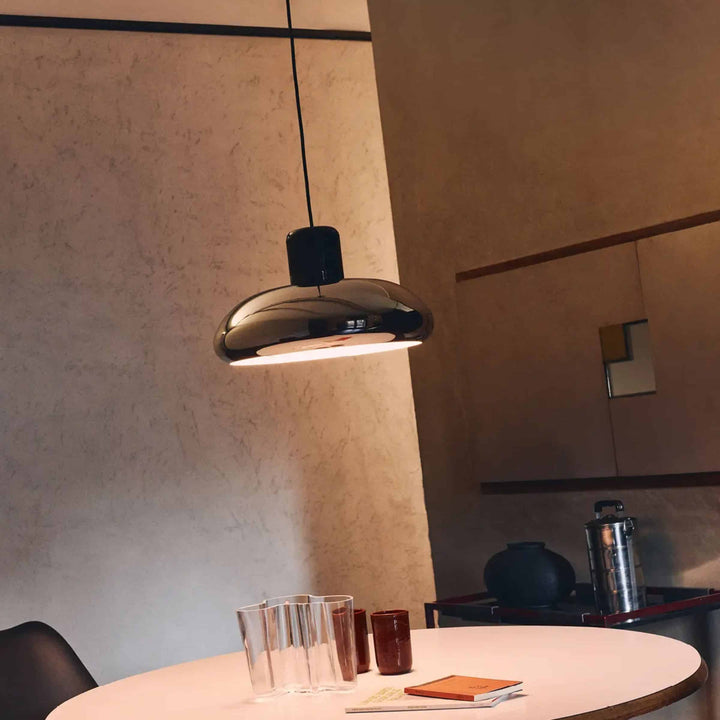 Chrome Suspension Lamp TREPIÙ by Gae Aulenti & Livio Castiglioni for Stilnovo