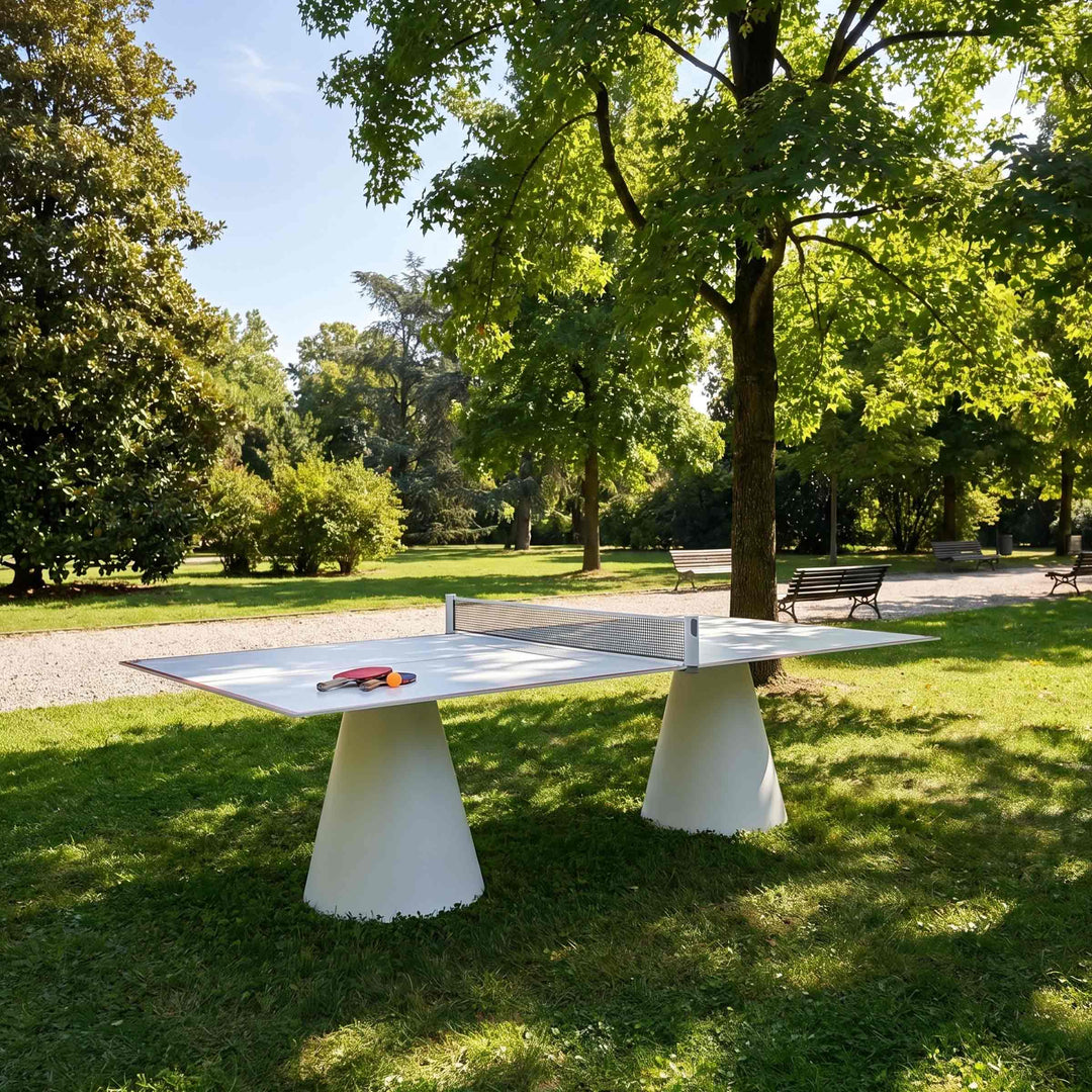 white outdoor table tennis DADA OUTDOOR by Basaglia and Rota Nodari for FAS Pendezza in a park
