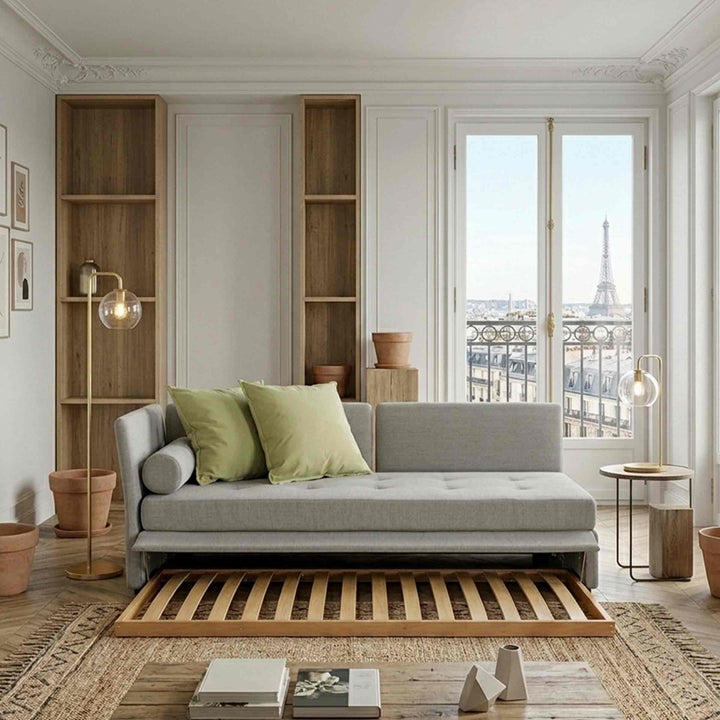 Trundle Sofa Bed FIGI ISOLONA by Orizzonti Design Center for Horm in a living room 