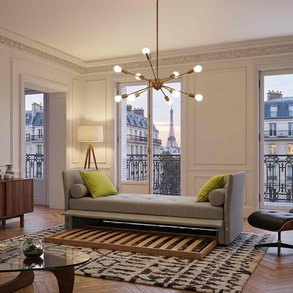 grey trundle sofa bed ISOLEUSE by Orizzonti Design Center for Horm in an apartment in Paris