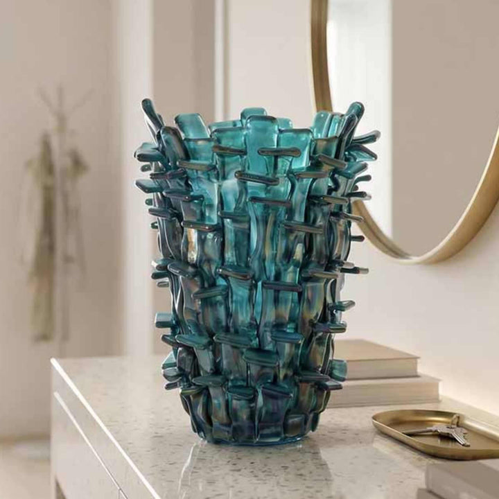 murano glass vase ritagli by venini in an entryway