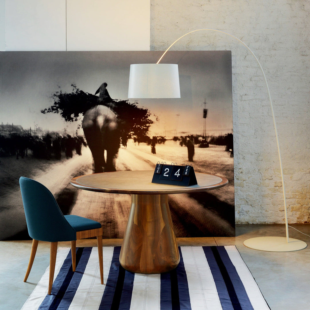 Round Table with Eco-Friendly Leather Top CONVIVIO 02