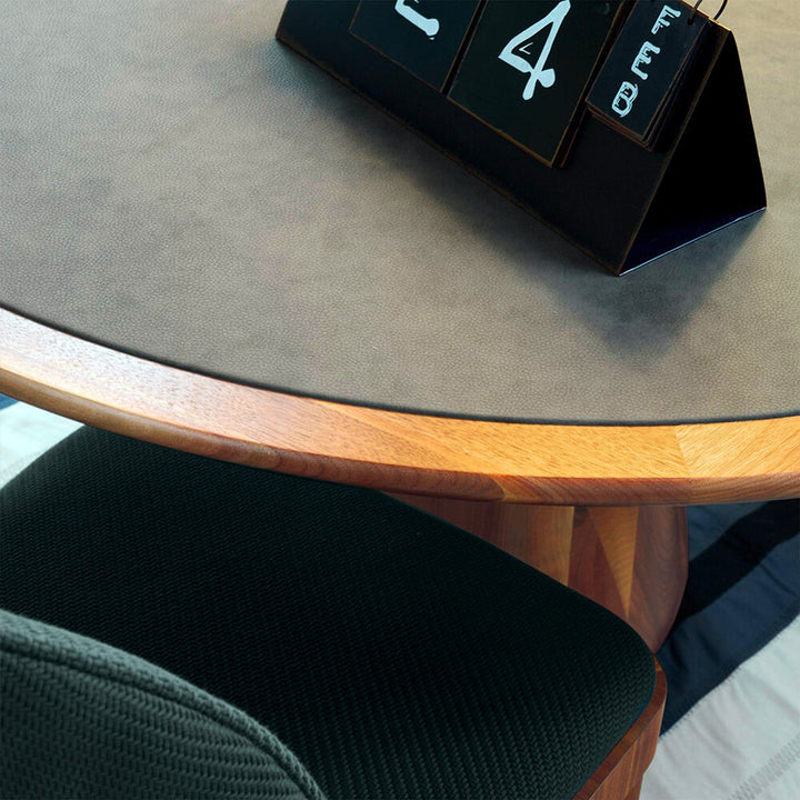 Round Table with Eco-Friendly Leather Top CONVIVIO 03