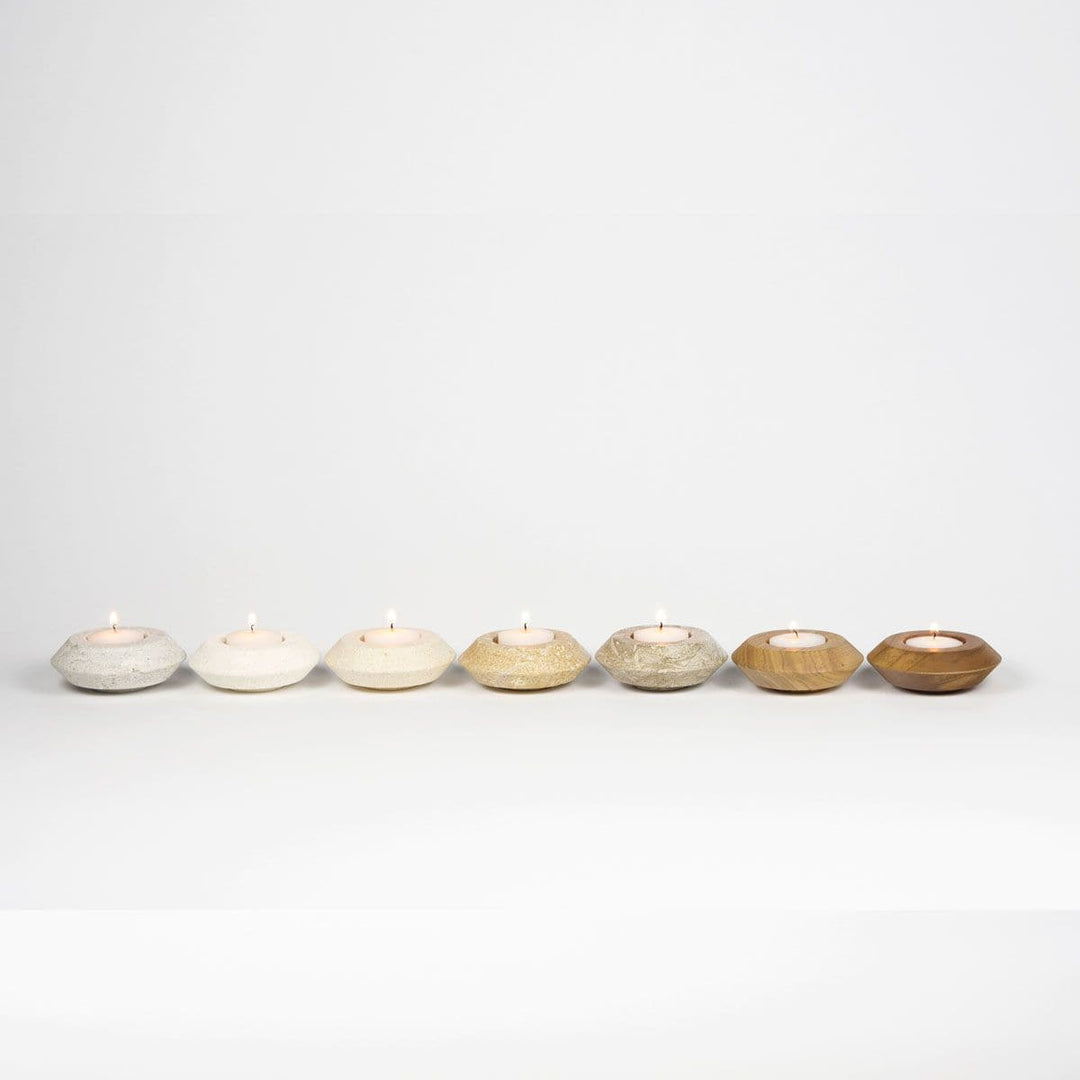 Marble, Stone and Wood Tea Candle Holder STRATO Set of Seven 03