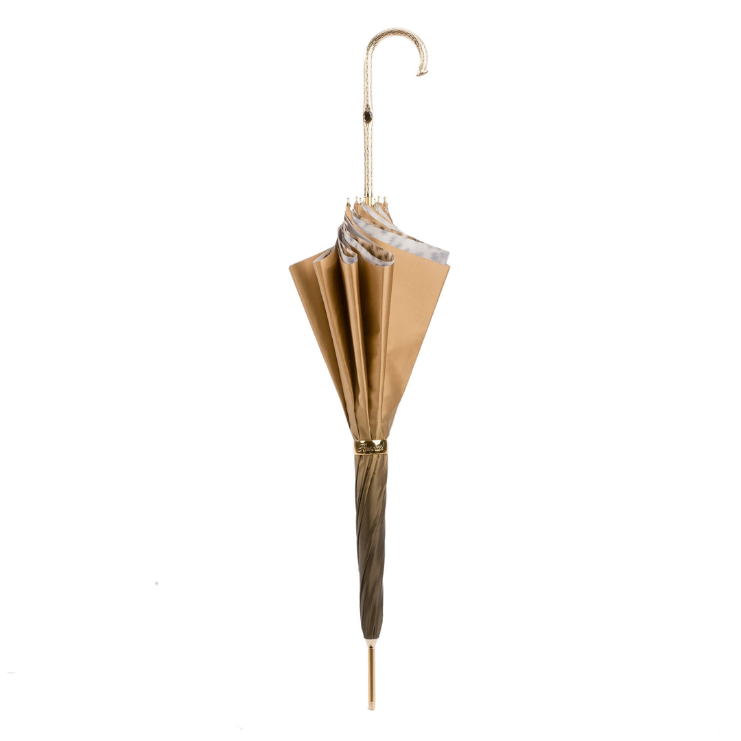 Umbrella LEOPARD Ivory with Jewelled Brass Handle 02