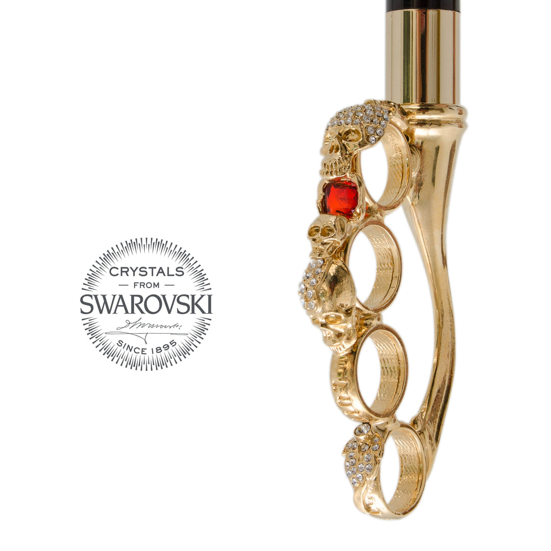 Umbrella KNUCKLEDUSTER Red Animal Print with Brass Handle 03