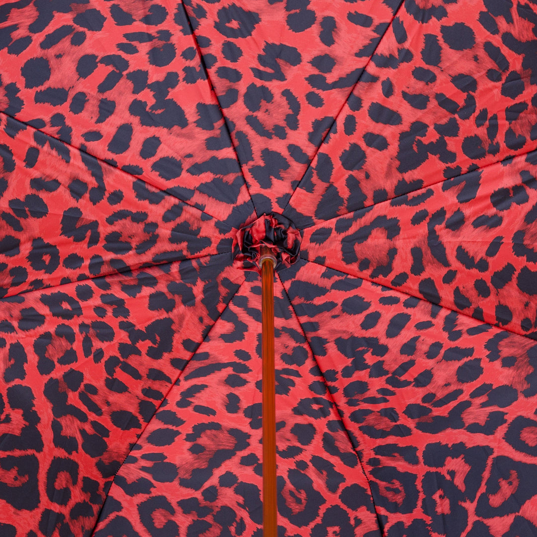 Umbrella KNUCKLEDUSTER Red Animal Print with Brass Handle 05