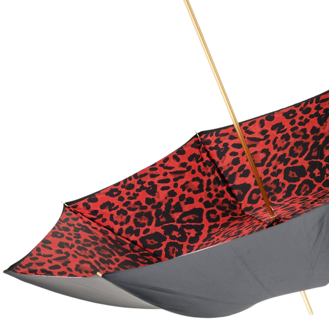 Umbrella KNUCKLEDUSTER Red Animal Print with Brass Handle 08