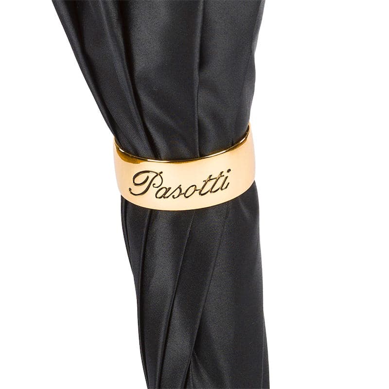 Umbrella BLACK BRIDLES PRINT with Leather Handle 08
