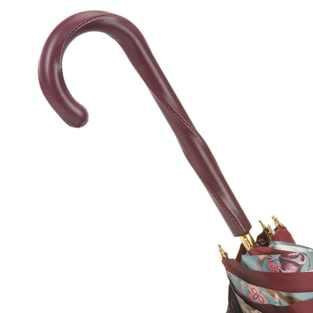 Umbrella CLASSIC BURGUNDY with Leather Handle 04