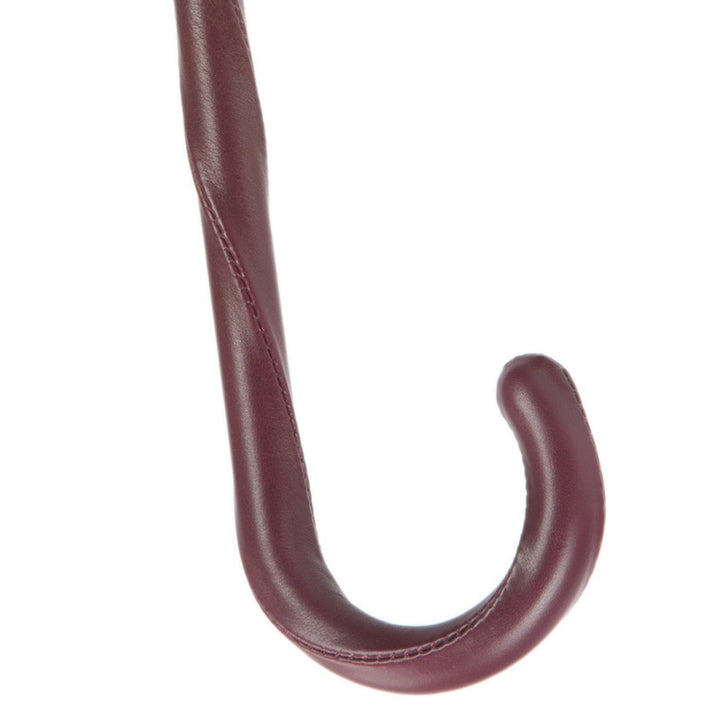 Umbrella CLASSIC BURGUNDY with Leather Handle 05