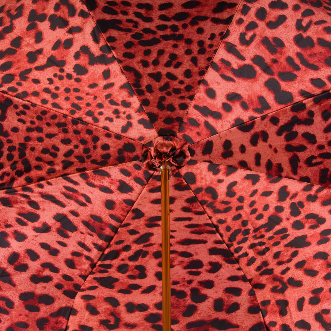 Umbrella RED LEOPARD with Acetate Handle 05