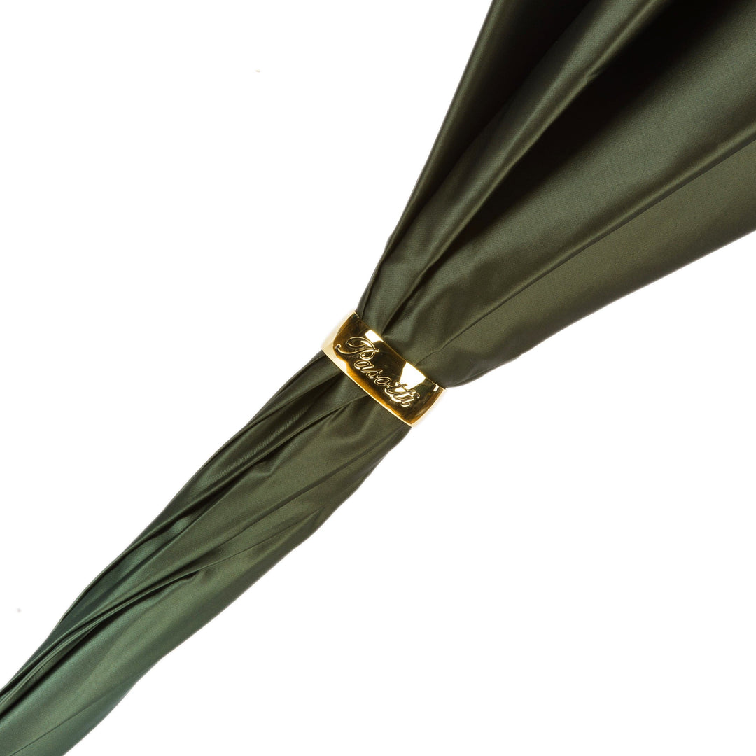 Umbrella LEOPARD Olive Green with Leather Handle 03