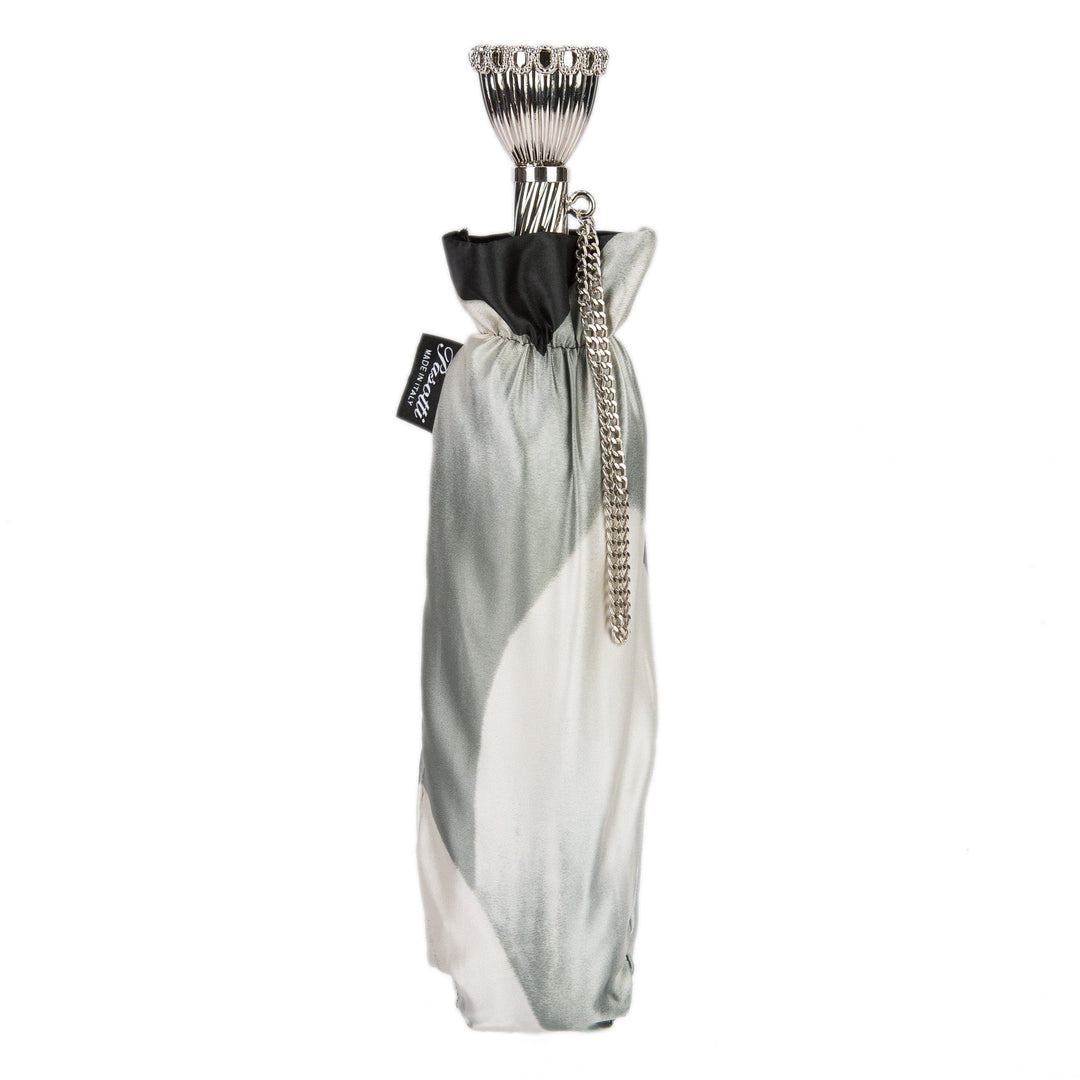 Folding Umbrella DAHLIA Silver with Jewelled Brass Handle 02