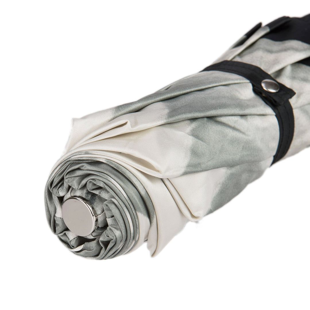 Folding Umbrella DAHLIA Silver with Jewelled Brass Handle 05