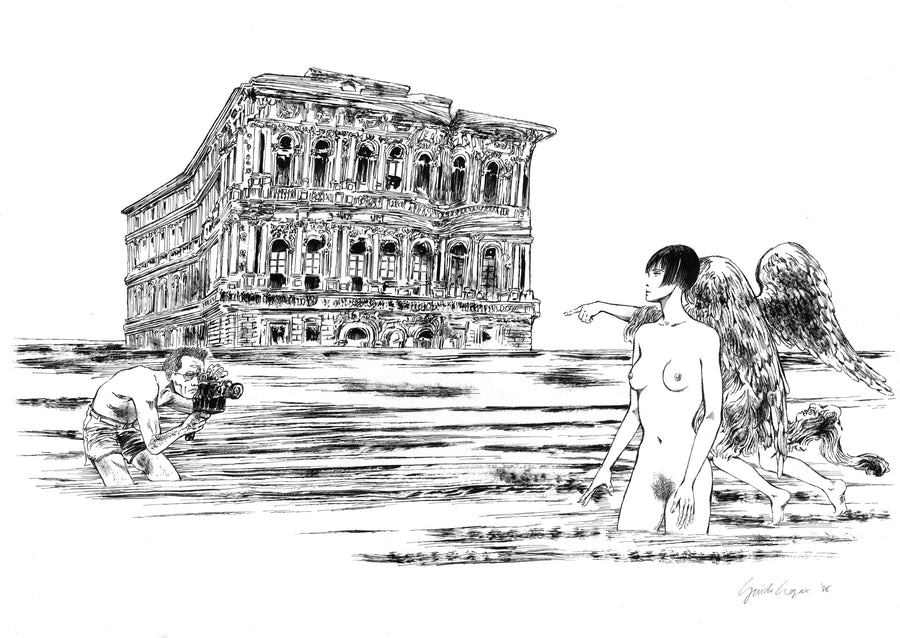 1986 - Signed Litography Guido Crepax - High Water, Acqua Alta (Valentina) 01