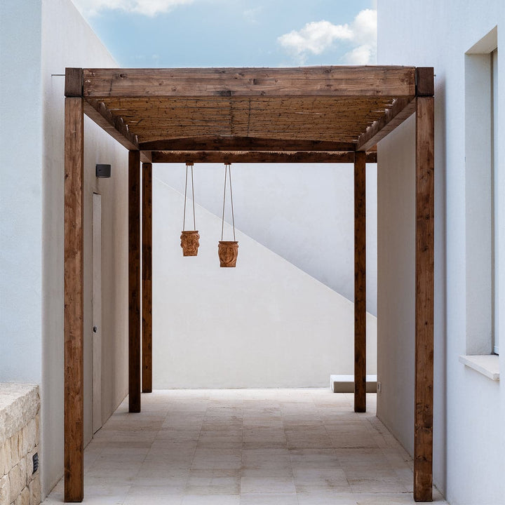 LED Suspension Lamp LA BEDDA & LU TURCU Olive Wood Sculpture 04