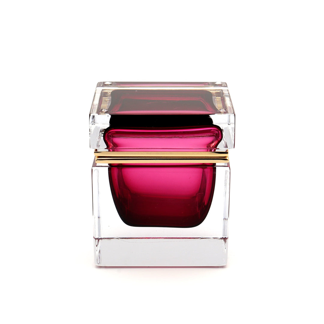 Murano Glass Ornamental Container SQUARE Ruby Red 05