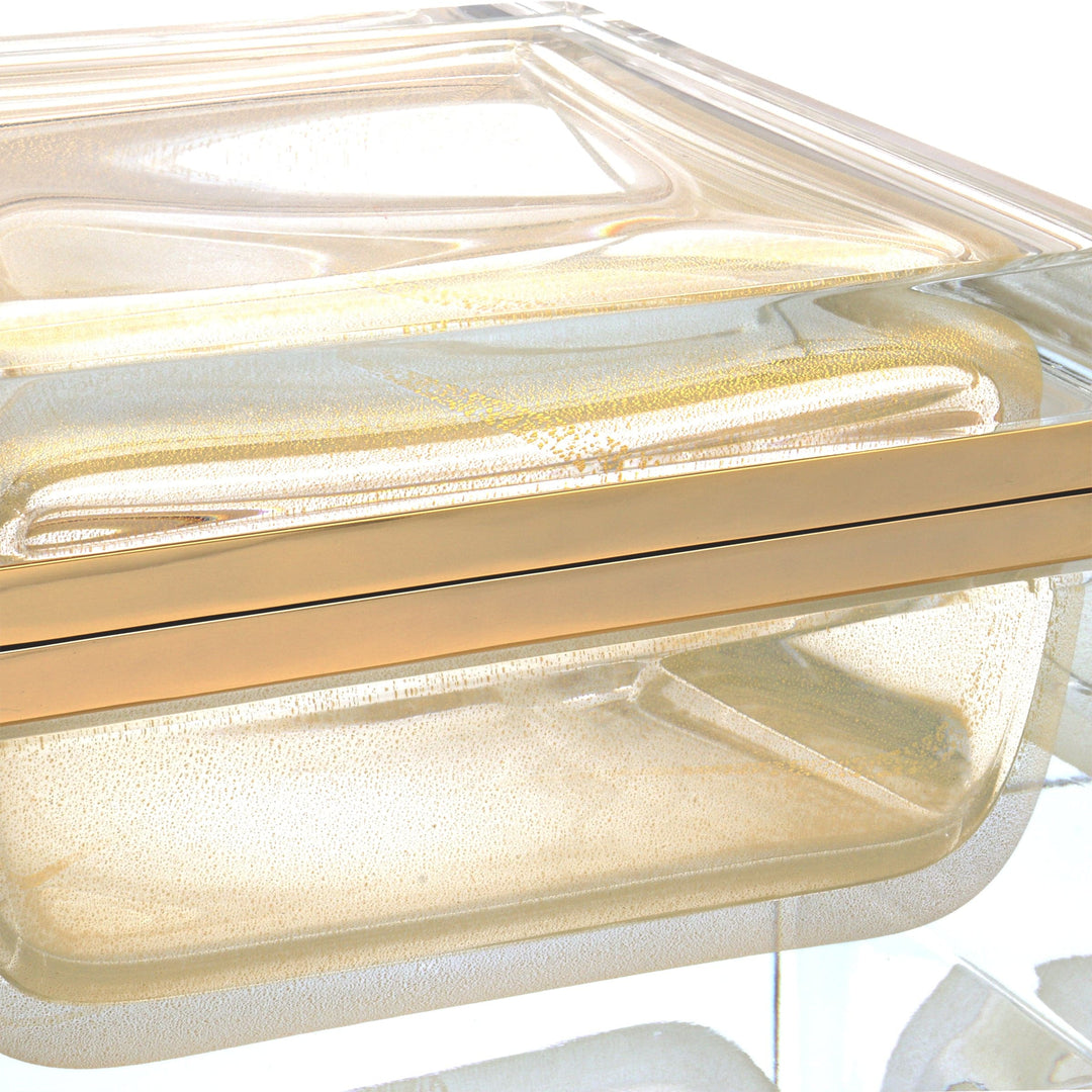 Murano Glass Ornamental Container SQUARE 24kt Gold 05