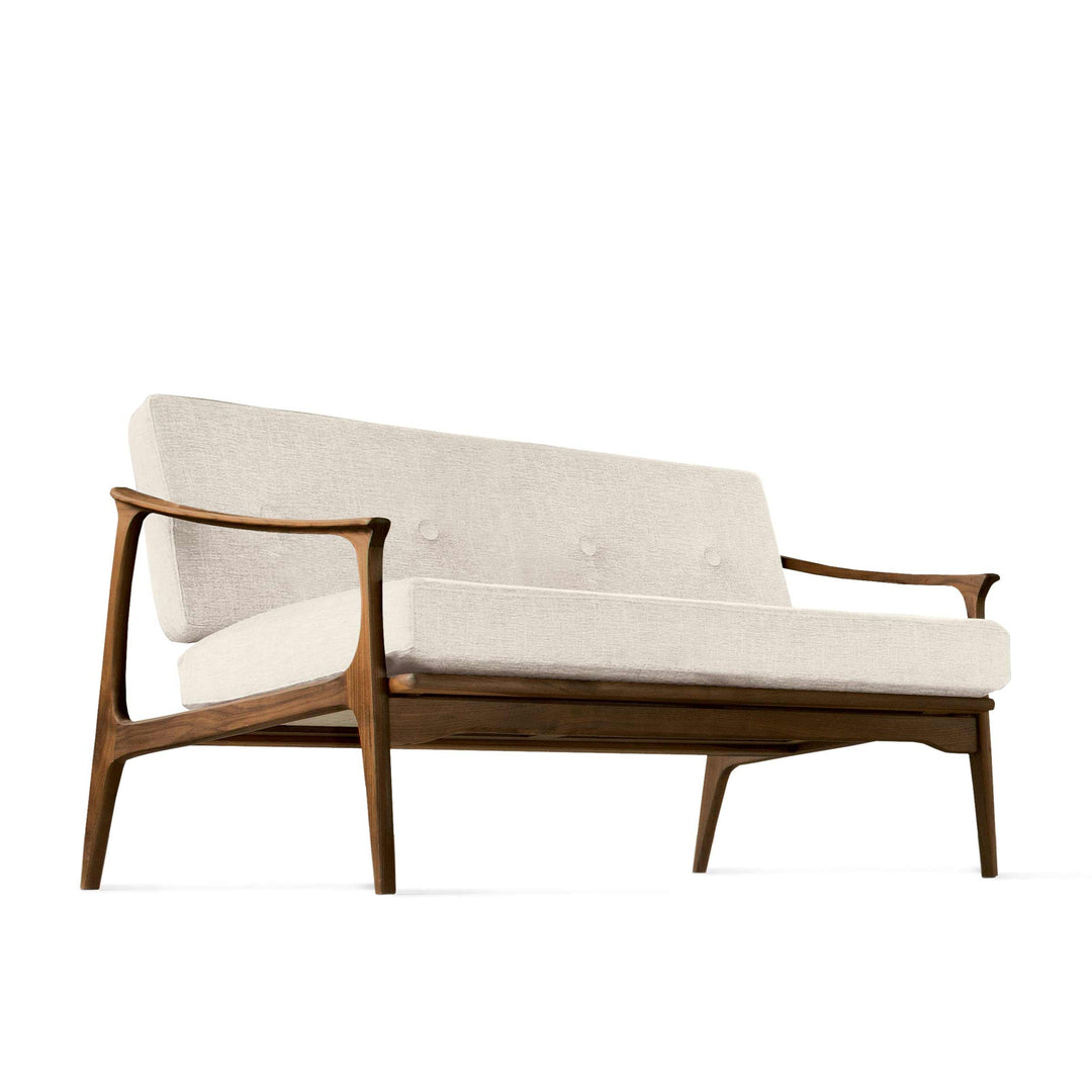 Natural Walnut Wood Two-Seater Sofa QUIETE 03