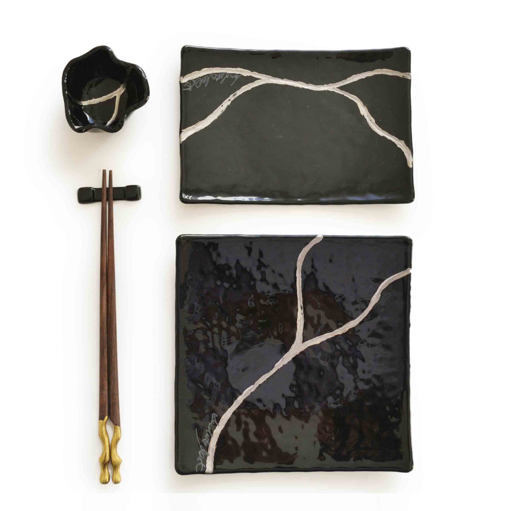 Murano Glass Square Sushi Set KINTSUGI by D.i. Più Andretto Design 02
