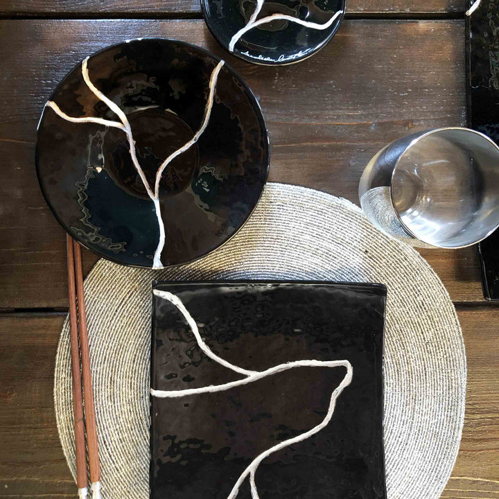 Murano Glass Round Sushi Set KINTSUGI by D.i. Più Andretto Design 06