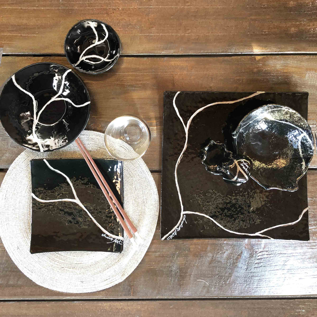 Murano Glass Square Sushi Set KINTSUGI by D.i. Più Andretto Design 05